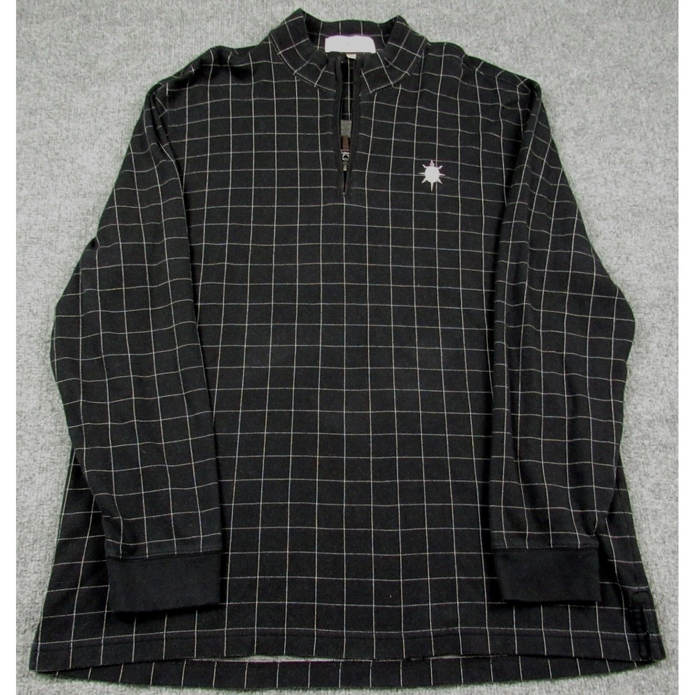 Fairway & Green Sweater Mens‎ Extra Large Black Check  1/4 Zip Golf Pima Cotton